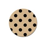 Polka Dots - Black on Tan Brown Magnet 3  (Round)