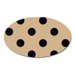 Polka Dots - Black on Tan Brown Magnet (Oval)