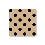 Polka Dots - Black on Tan Brown Magnet (Square)