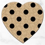 Polka Dots - Black on Tan Brown Jigsaw Puzzle (Heart)