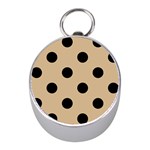 Polka Dots - Black on Tan Brown Silver Compass (Mini)