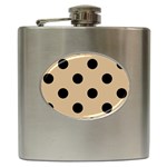 Polka Dots - Black on Tan Brown Hip Flask (6 oz)