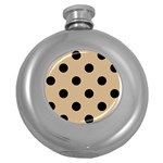 Polka Dots - Black on Tan Brown Hip Flask (5 oz)