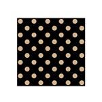 Polka Dots - Tan Brown on Black Satin Bandana Scarf