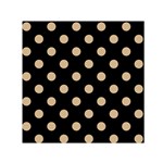 Polka Dots - Tan Brown on Black Small Satin Scarf  (Square)