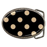 Polka Dots - Tan Brown on Black Belt Buckle