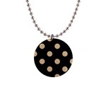 Polka Dots - Tan Brown on Black 1  Button Necklace