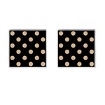 Polka Dots - Tan Brown on Black Cufflinks (Square)