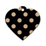 Polka Dots - Tan Brown on Black Dog Tag Heart (Two Sides)