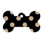 Polka Dots - Tan Brown on Black Dog Tag Bone (Two Sides)