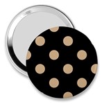 Polka Dots - Tan Brown on Black 3  Handbag Mirror