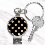 Polka Dots - Tan Brown on Black Nail Clippers Key Chain