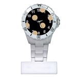Polka Dots - Tan Brown on Black Nurses Watch