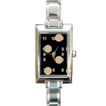 Polka Dots - Tan Brown on Black Rectangle Italian Charm Watch