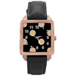Polka Dots - Tan Brown on Black Rose Gold Leather Watch