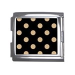 Polka Dots - Tan Brown on Black Mega Link Italian Charm (18mm)