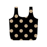 Polka Dots - Tan Brown on Black Full Print Recycle Bag (S)