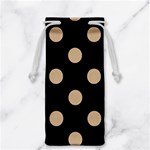 Polka Dots - Tan Brown on Black Jewelry Bag