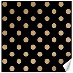 Polka Dots - Tan Brown on Black Canvas 12  x 12 