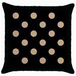 Polka Dots - Tan Brown on Black Throw Pillow Case (Black)
