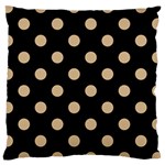 Polka Dots - Tan Brown on Black Large Cushion Case (One Side)