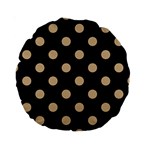 Polka Dots - Tan Brown on Black Standard 15  Premium Round Cushion