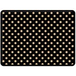 Polka Dots - Tan Brown on Black Fleece Blanket (Large) (One Side)
