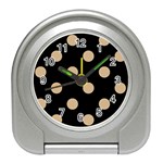 Polka Dots - Tan Brown on Black Desk Alarm Clock