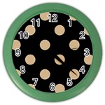 Polka Dots - Tan Brown on Black Color Wall Clock