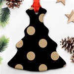 Polka Dots - Tan Brown on Black Ornament (Christmas Tree)