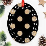 Polka Dots - Tan Brown on Black Ornament (Bell) Ornament (Oval Filigree)