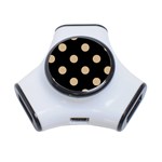 Polka Dots - Tan Brown on Black Portable USB Hub (One Side)