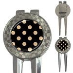 Polka Dots - Tan Brown on Black 3-in-1 Golf Divot