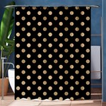 Polka Dots - Tan Brown on Black Shower Curtain 60  x 72  (Medium)
