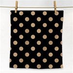 Polka Dots - Tan Brown on Black Face Towel