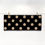 Polka Dots - Tan Brown on Black Hand Towel