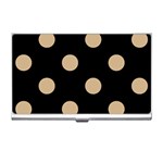 Polka Dots - Tan Brown on Black Business Card Holder
