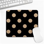 Polka Dots - Tan Brown on Black Large Mousepad