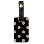 Polka Dots - Tan Brown on Black Luggage Tag (One Side)