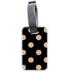 Polka Dots - Tan Brown on Black Luggage Tag (Two Sides)