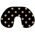 Polka Dots - Tan Brown on Black Travel Neck Pillow