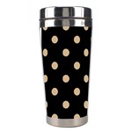 Polka Dots - Tan Brown on Black Stainless Steel Travel Tumbler