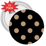 Polka Dots - Tan Brown on Black 3  Button (10 pack)