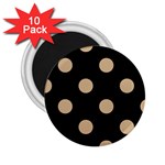 Polka Dots - Tan Brown on Black 2.25  Magnet (10 pack)