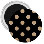 Polka Dots - Tan Brown on Black 3  Magnet