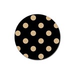 Polka Dots - Tan Brown on Black Magnet 3  (Round)