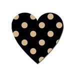 Polka Dots - Tan Brown on Black Magnet (Heart)