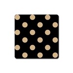 Polka Dots - Tan Brown on Black Magnet (Square)