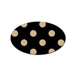 Polka Dots - Tan Brown on Black Sticker (Oval)