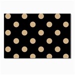 Polka Dots - Tan Brown on Black Postcard 5  x 7 